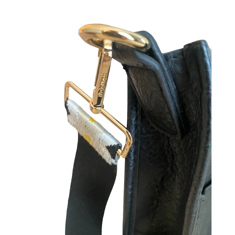 AhDorned Black Vegan Messenger Crossbody Yellow Geometric Guitar Style Strap - Picture 9 of 12
